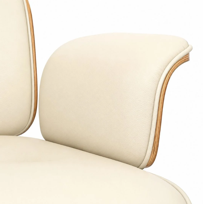 Fauteuil Bureau en Cuir Véritable Rinaldo Crème
