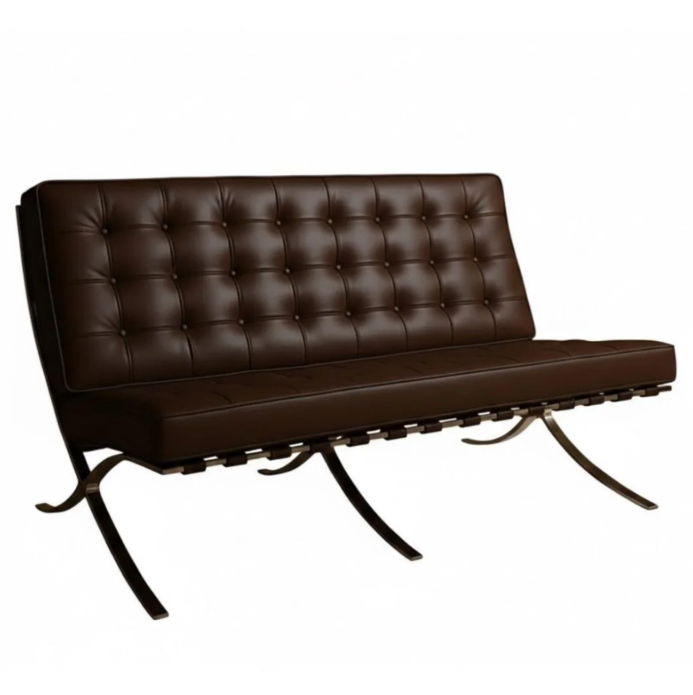 Fauteuil 2 places en Cuir Valeria Marron