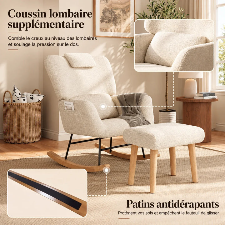 NEVRA - Rocking Chair Ergonomique Allaitement Teddy