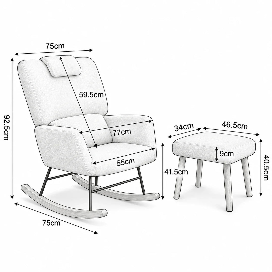 NEVRA - Rocking Chair Ergonomique Allaitement Teddy