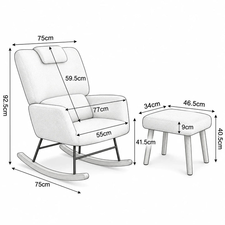 NEVRA - Rocking Chair Ergonomique Allaitement Teddy