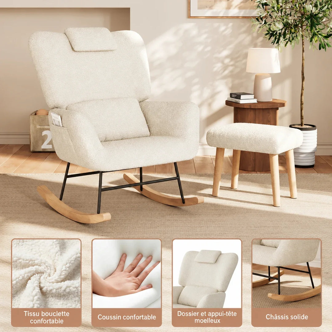 NEVRA - Rocking Chair Ergonomique Allaitement Teddy