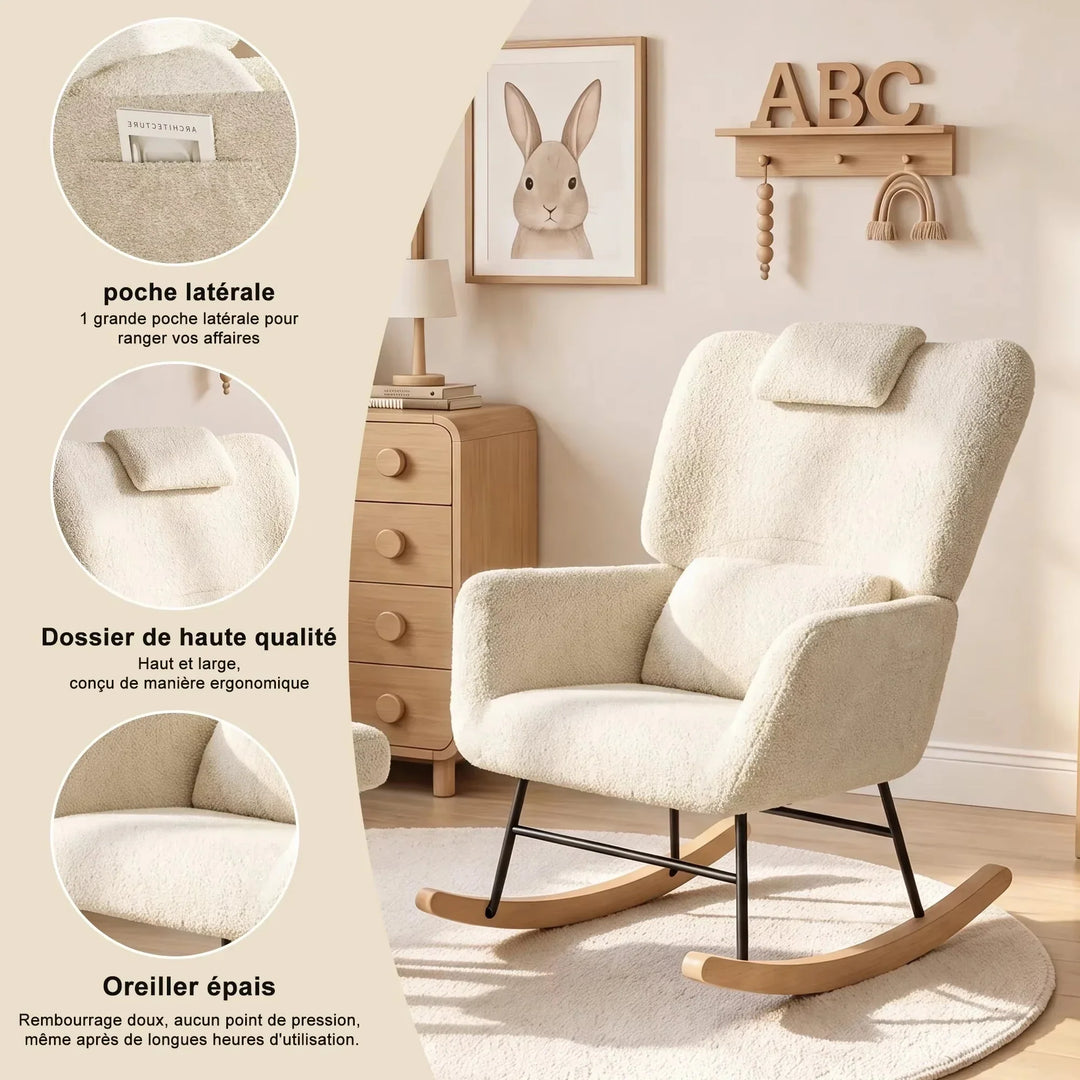 NEVRA - Rocking Chair Ergonomique Allaitement Teddy