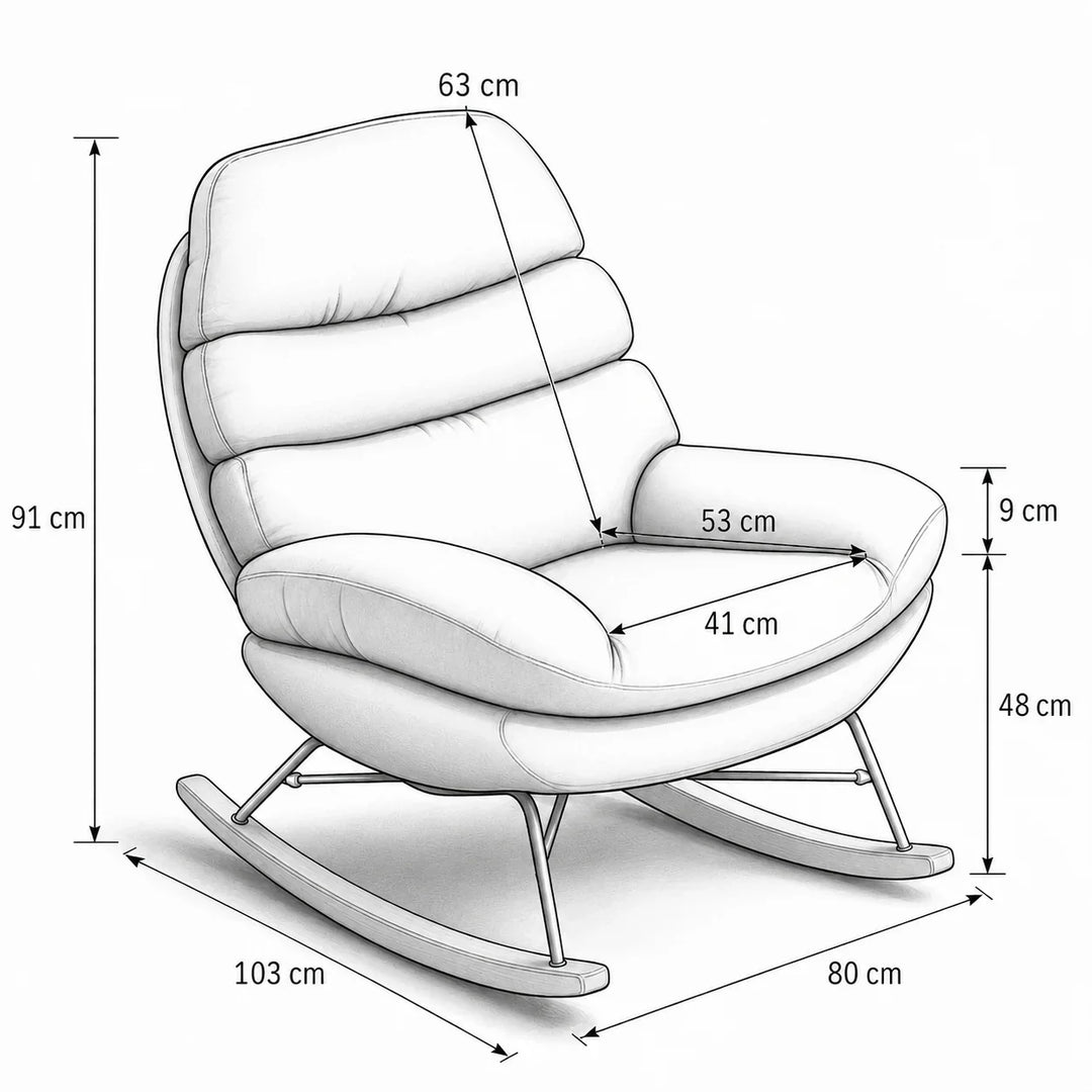 NALIA - Rocking Chair Cocon Chenille Grande Assise