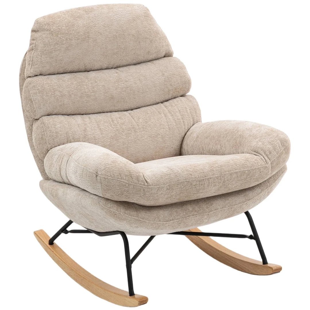NALIA - Rocking Chair Cocon Chenille Grande Assise