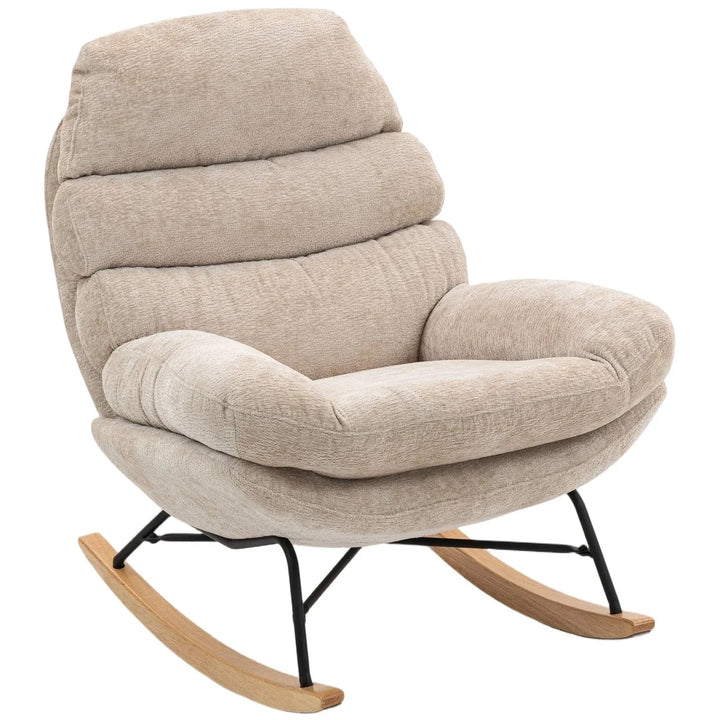 NALIA - Rocking Chair Cocon Chenille Grande Assise
