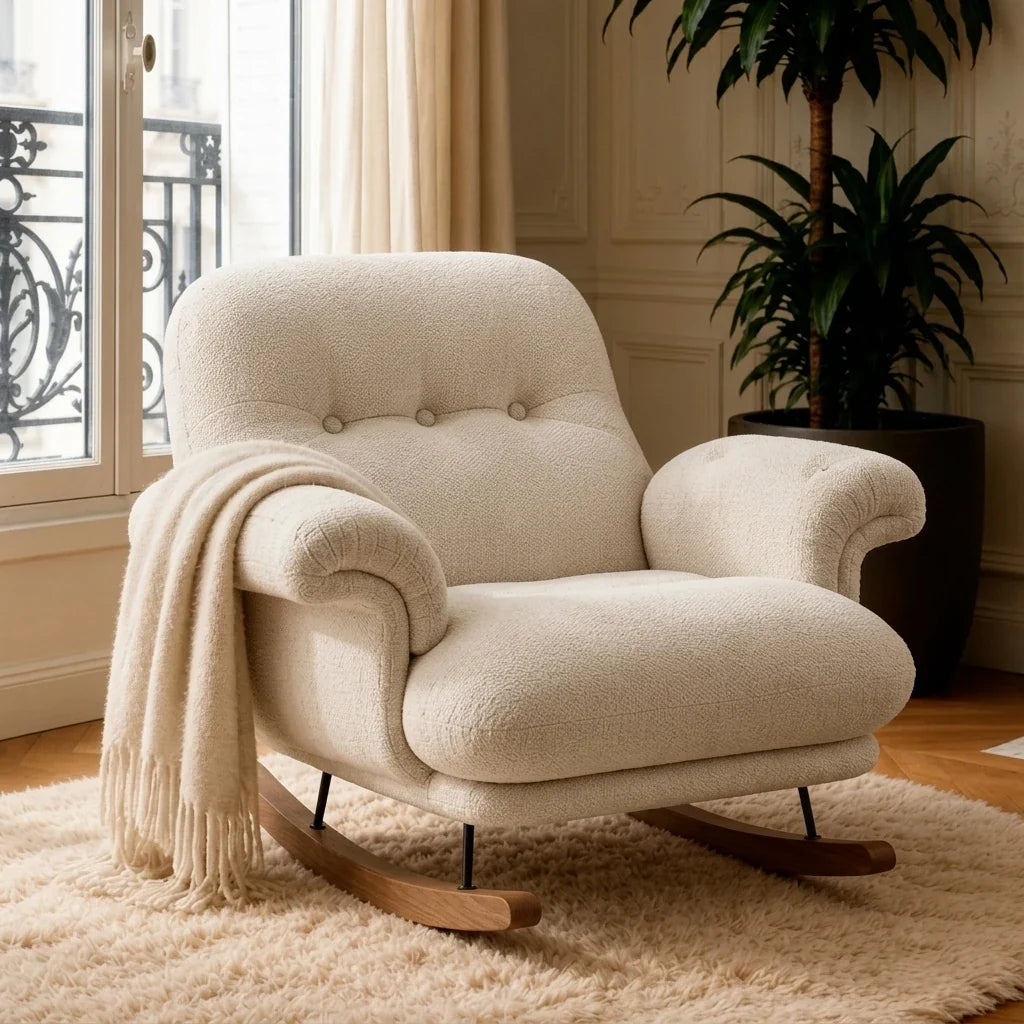 NOMBA – Rocking Chair Cocon XXL Chenille Inclinable