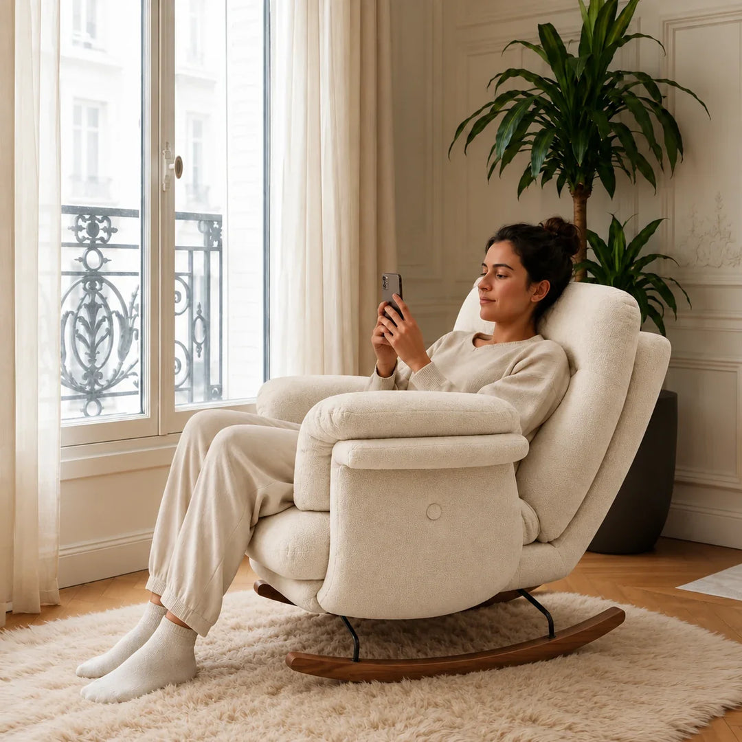 NOMBA – Rocking Chair Cocon XXL Chenille Inclinable