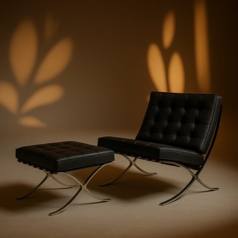 Fauteuil avec repose pied en Cuir