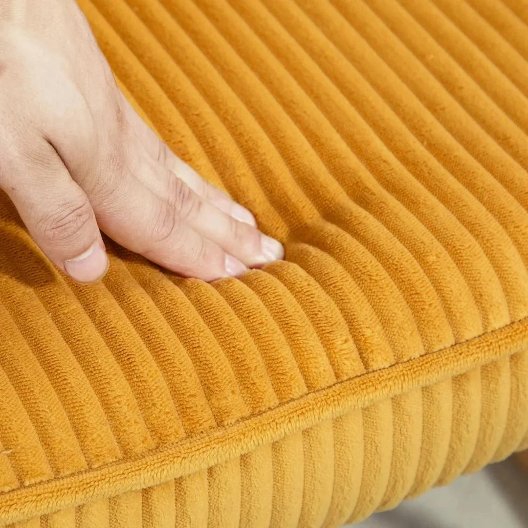 SOLENA - Rocking Chair Tissu Côtelé & Bois