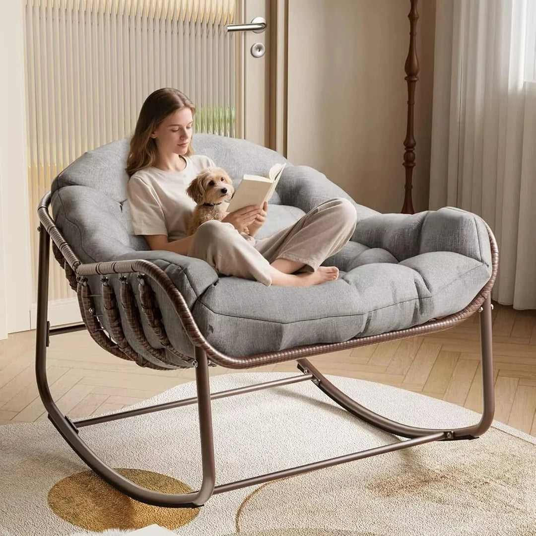 NUVIA – Rocking Chair Rotin Surdimensionné