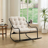 SKALVA - Rocking Chair Corduroy Capitonné & Cadre Métal Noir