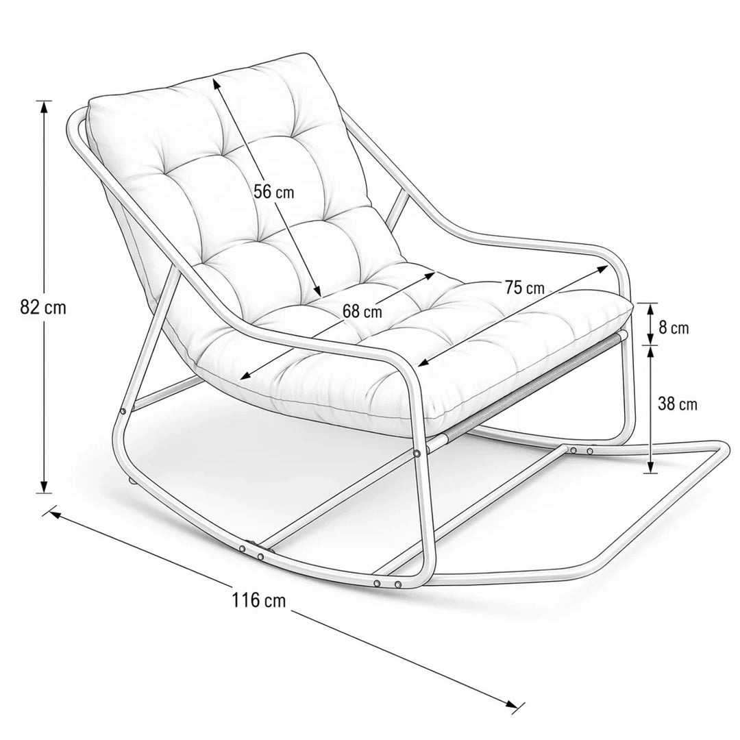 SKALVA - Rocking Chair Corduroy Capitonné & Cadre Métal Noir