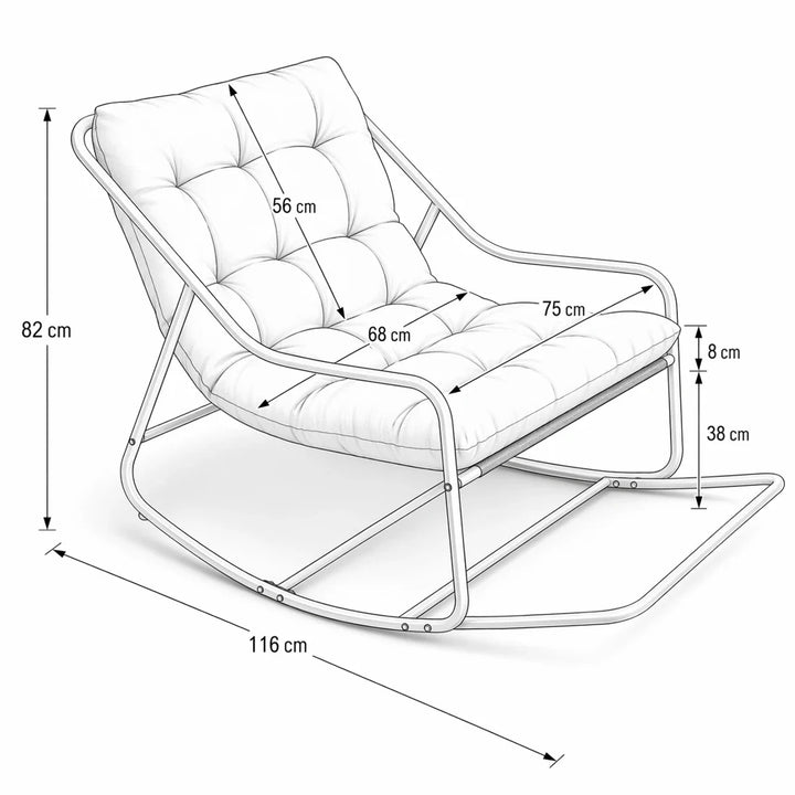 SKALVA - Rocking Chair Corduroy Capitonné & Cadre Métal Noir