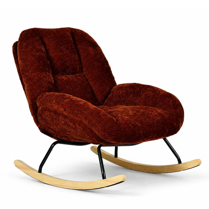 ALBERA - Fauteuil à Bascule Scandinave en Tissu Chenille