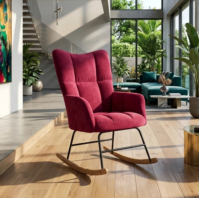 MALVIK – Rocking Chair Velours Rembourré Ultra Confortable