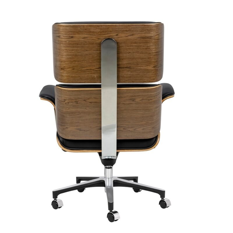 Fauteuil Bureau en Cuir Véritable Rinaldo noir