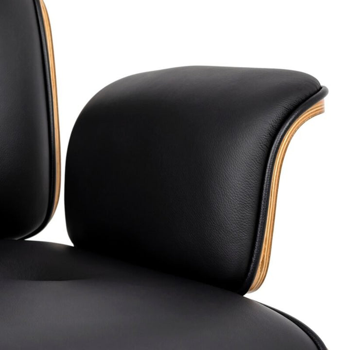Fauteuil Bureau en Cuir Véritable Rinaldo noir
