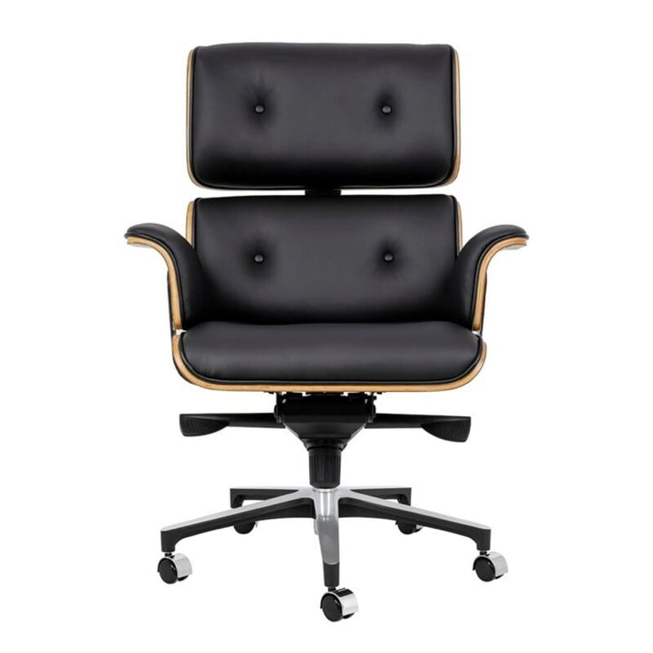 Fauteuil Bureau en Cuir Véritable Rinaldo noir