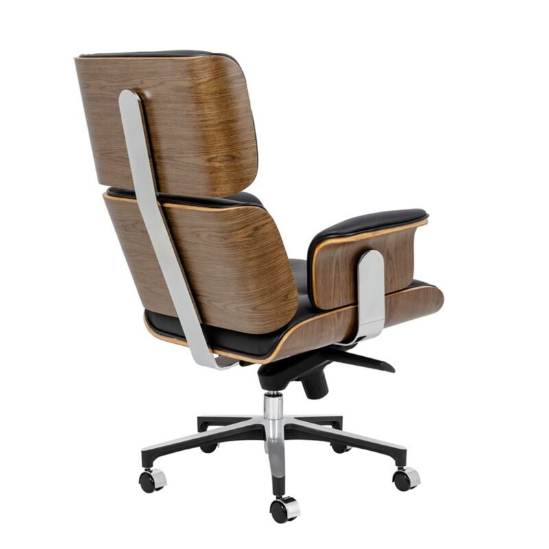 Fauteuil Bureau en Cuir Véritable Rinaldo noir