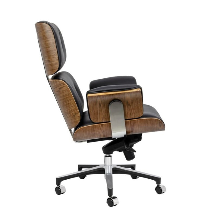 Fauteuil Bureau en Cuir Véritable Rinaldo noir