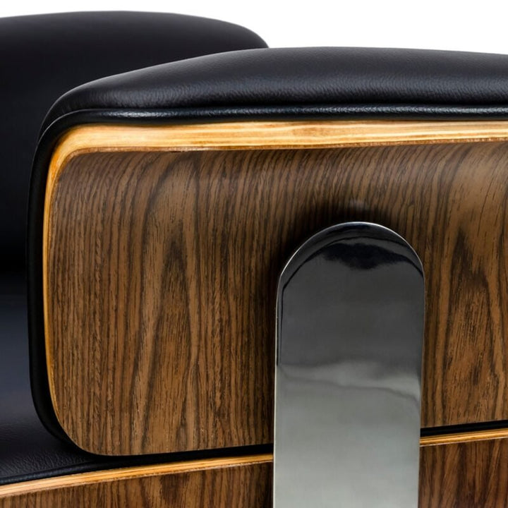 Fauteuil Bureau en Cuir Véritable Rinaldo noir