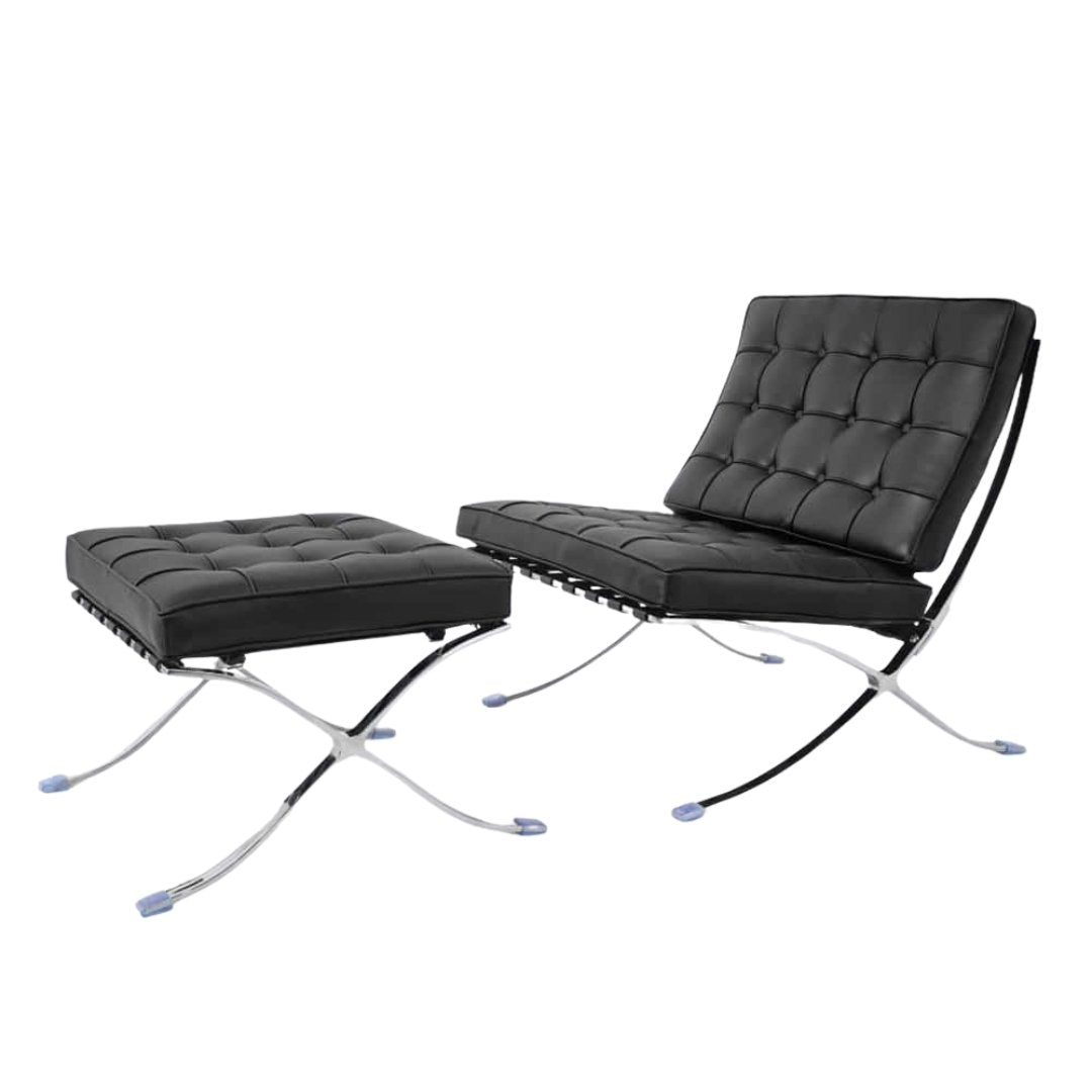 Fauteuil avec repose pied en Cuir