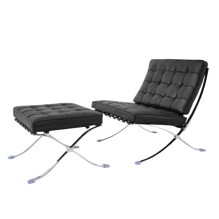 Fauteuil avec repose pied en Cuir
