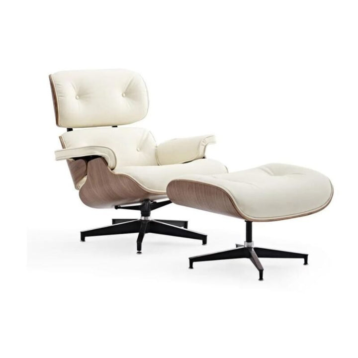 Fauteuil Relax en Cuir Véritable Leandro blanc