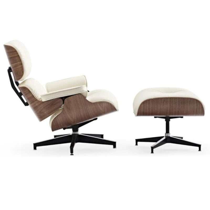 Fauteuil Relax en Cuir Véritable Leandro blanc