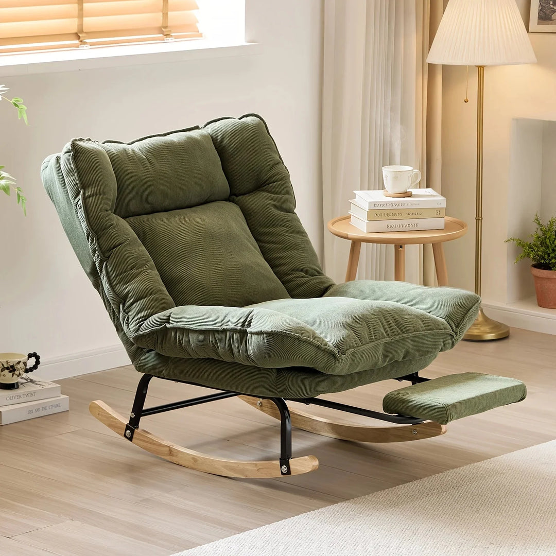 FJORA - Rocking Chair Inclinable Corduroy & Repose-Pieds