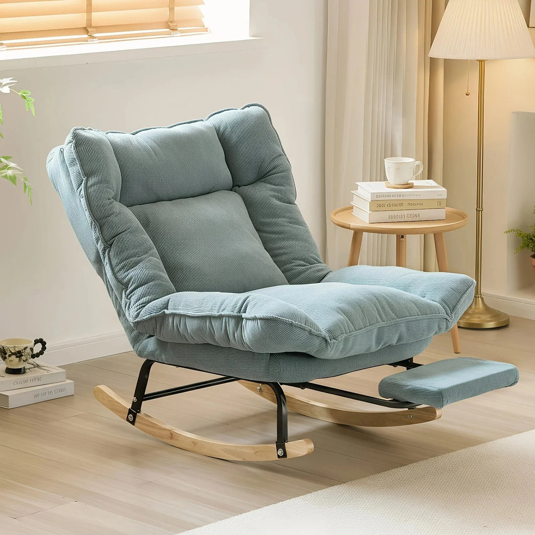 FJORA - Rocking Chair Inclinable Corduroy & Repose-Pieds