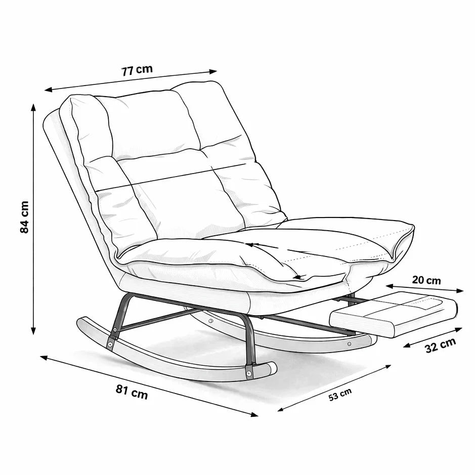 FJORA - Rocking Chair Inclinable Corduroy & Repose-Pieds
