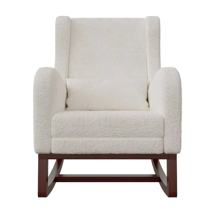 VELORA – Rocking Chair Teddy Blanc Ivoire avec Repose-Pieds