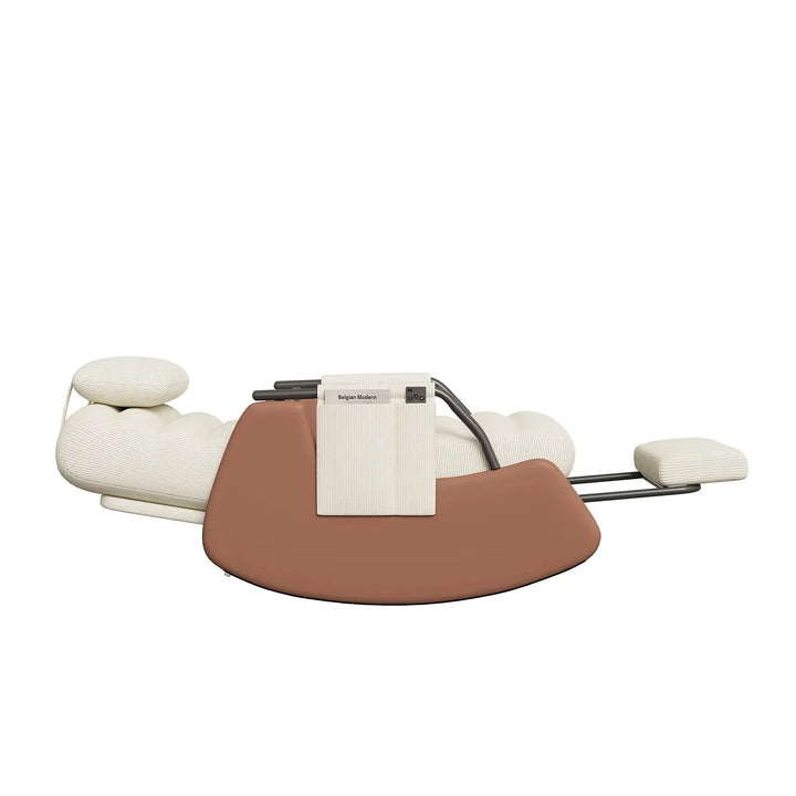 ALVINA - Rocking Chair Design Velours Côtelé & Bois Massif