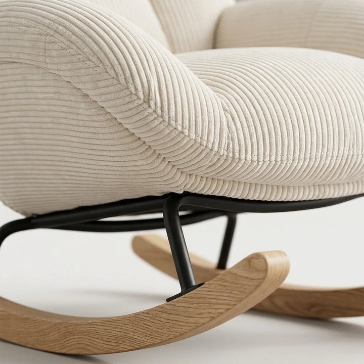 MERELA - Fauteuil à Bascule Scandinave Velours Côtelé Ultra Confortable