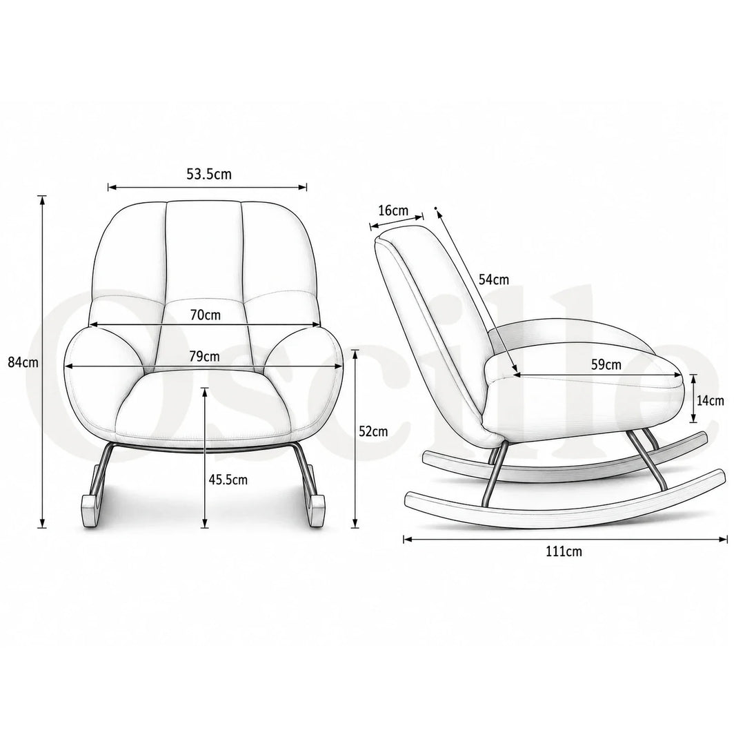 MERELA - Fauteuil à Bascule Scandinave Velours Côtelé Ultra Confortable