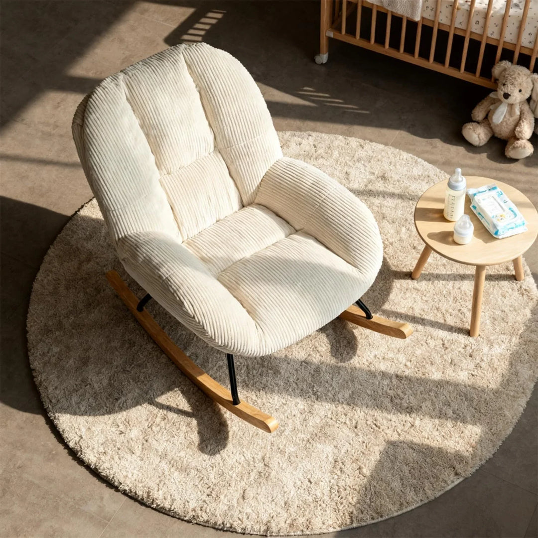 MERELA - Fauteuil à Bascule Scandinave Velours Côtelé Ultra Confortable