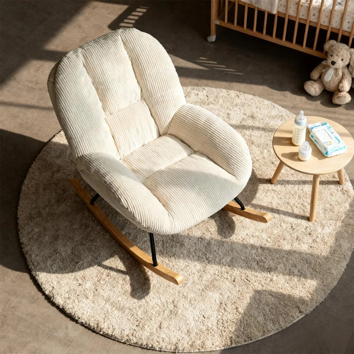 MERELA - Fauteuil à Bascule Scandinave Velours Côtelé Ultra Confortable