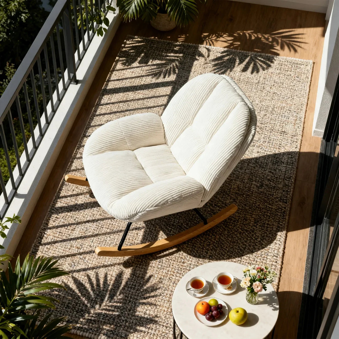 MERELA - Fauteuil à Bascule Scandinave Velours Côtelé Ultra Confortable
