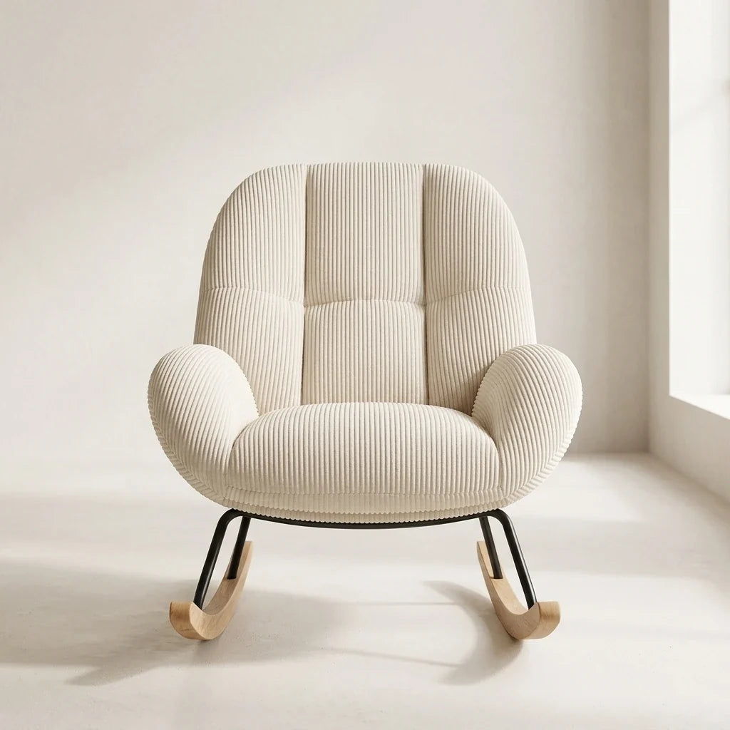 MERELA - Fauteuil à Bascule Scandinave Velours Côtelé Ultra Confortable