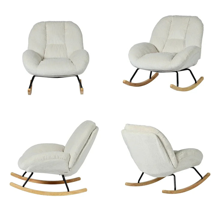 MERELA - Fauteuil à Bascule Scandinave Velours Côtelé Ultra Confortable