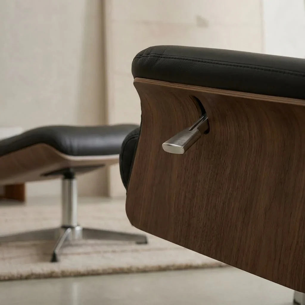 LORAN – Fauteuil Relax Pivotant avec Repose-pieds et Têtière Réglable, Noir
