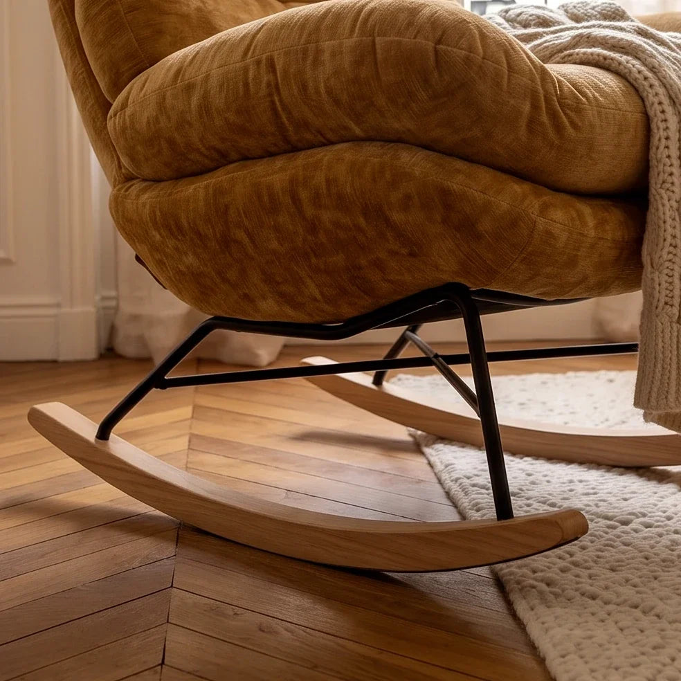 NALIA - Rocking Chair Cocon Chenille Grande Assise
