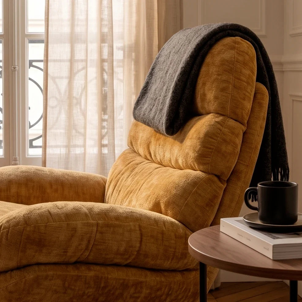 NALIA - Rocking Chair Cocon Chenille Grande Assise