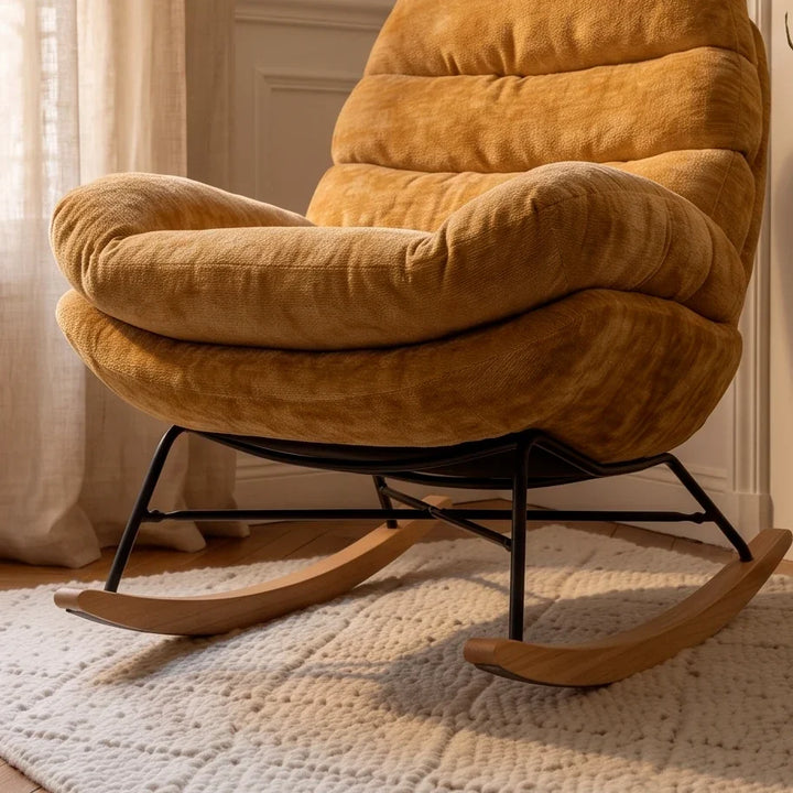NALIA - Rocking Chair Cocon Chenille Grande Assise
