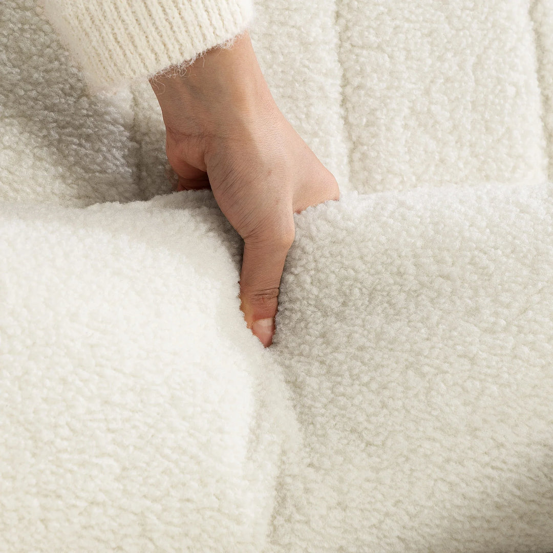 LUNO - Rocking Chair Flanelle Neige Dossier Haut & Coussin Lombaire