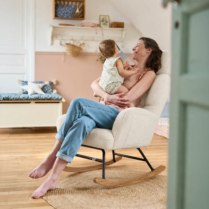 NARVI – Rocking Chair Ultra Doux Appui-Tête & Accoudoirs