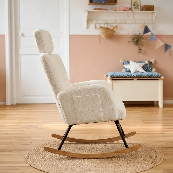 NARVI – Rocking Chair Ultra Doux Appui-Tête & Accoudoirs
