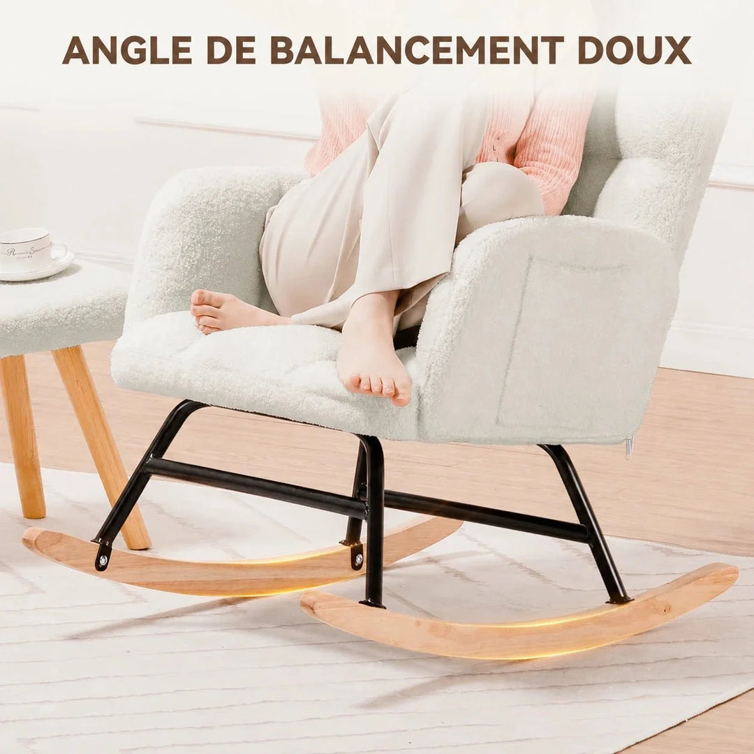 NARVI – Rocking Chair Ultra Doux Appui-Tête & Accoudoirs